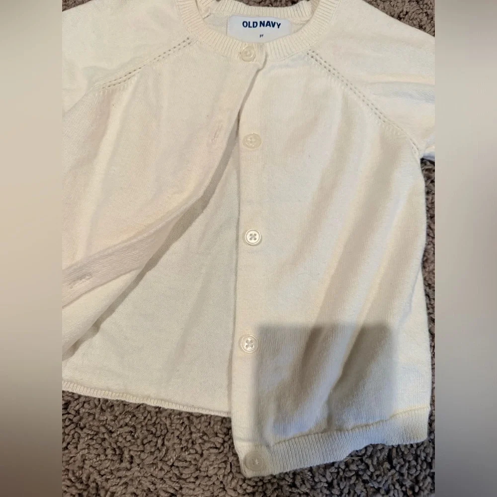 Old Navy Cream Girls' Button Cardigan Jacket